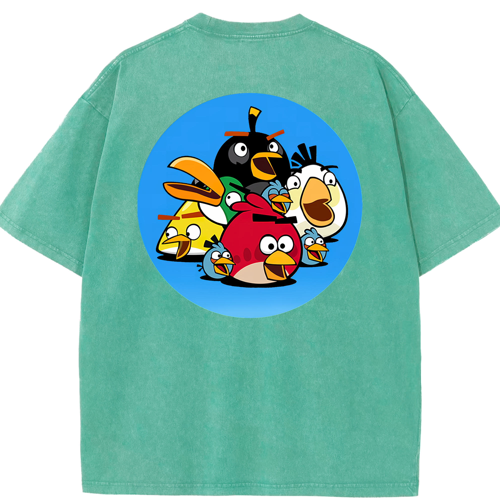 （画像用） Angry Birds アングリーバード 綿100% ヴィンテージ風 半袖Tシャツ（背面プリント）